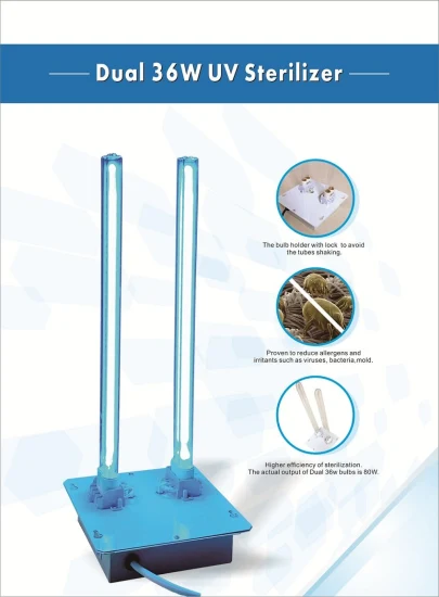 New UV Air Cleaner in Duct UV Lights Air Purifier Whole House UV Light in Duct for HVAC AC Duct Germicidal Dual Lamp 72W